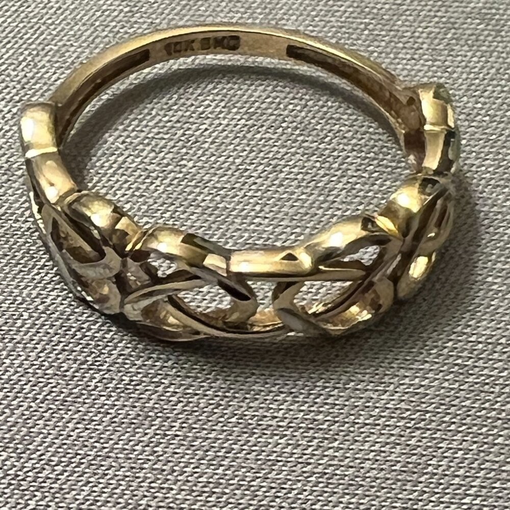 10K Yellow and White Gold Ring - Celtic Style